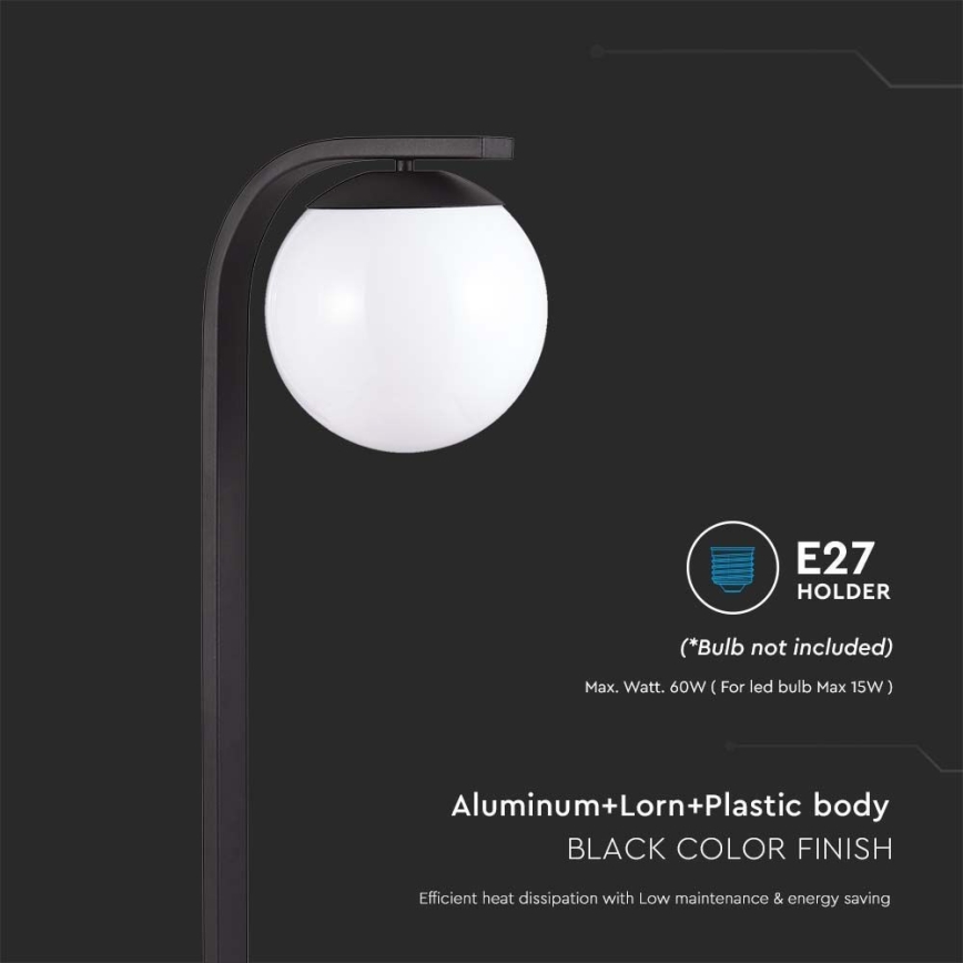 Udendørslampe 1xE27/60W/230V IP44 sort