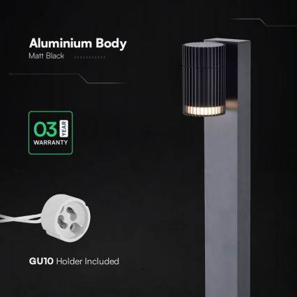 Udendørslampe 1xGU10/10W/230V IP44 50 cm sort