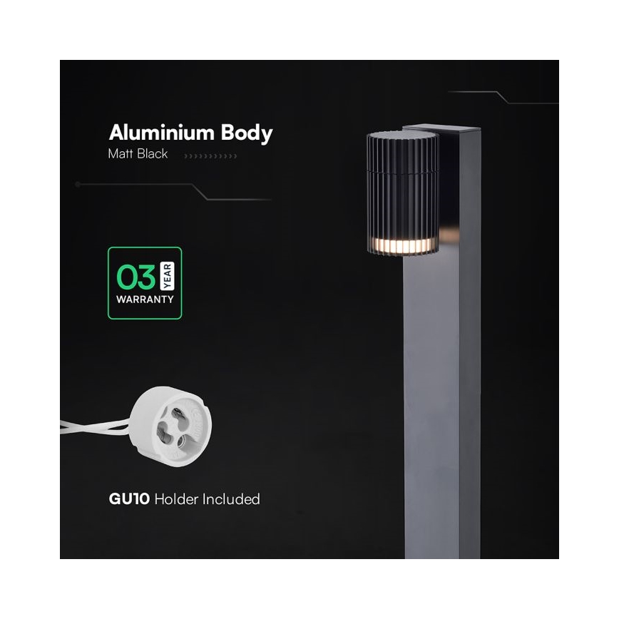 Udendørslampe 1xGU10/10W/230V IP44 50 cm sort