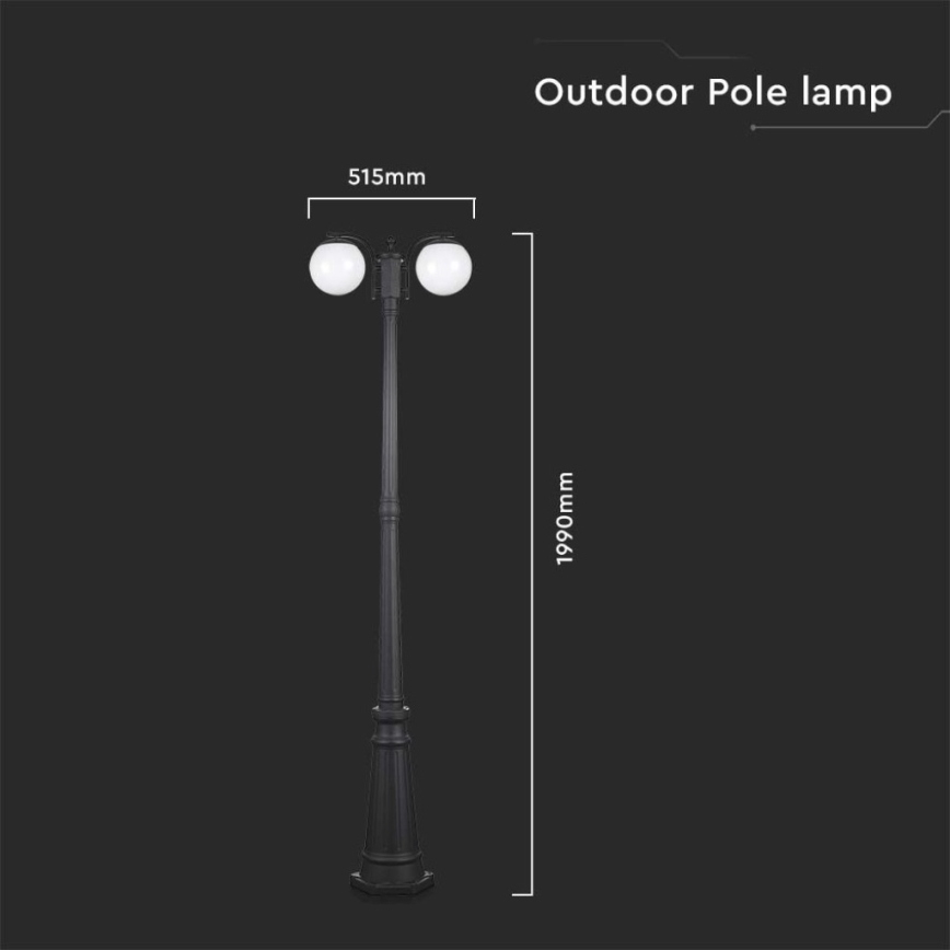 Udendørslampe 2xE27/60W/230V IP44 199 cm sort