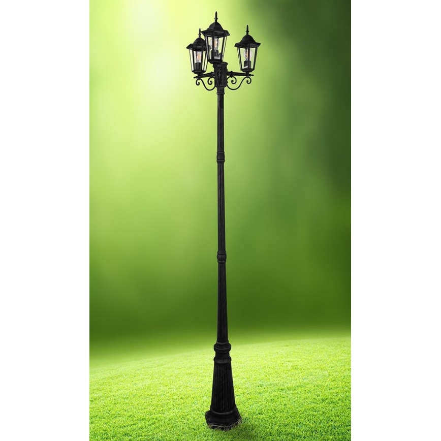 Udendørslampe 3xE27/20W/230V IP43 2,58 m sort