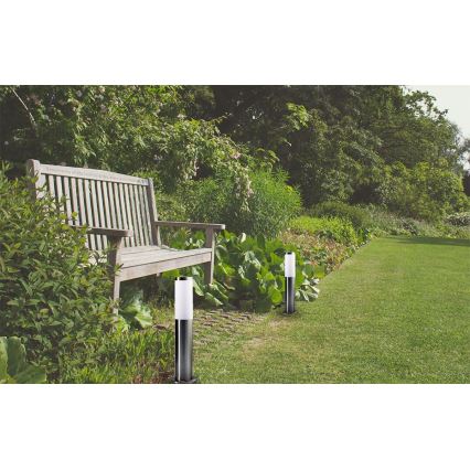 Udendørslampe LIVIA 1xE27/10W/230V 45 cm IP44 sølv