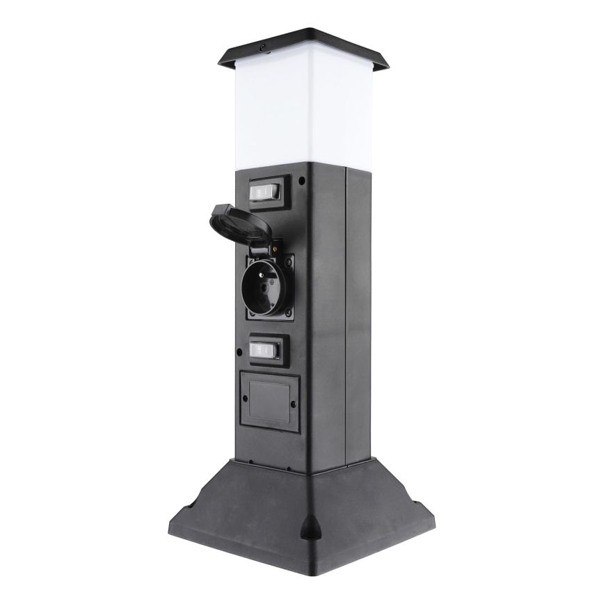 Udendørslampe med 2 stikkontakter 1xE14/15W/230V IP44 sort