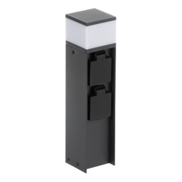 Udendørslampe med 2 stikkontakter DASTEN 1xG9/11W/230V 30 cm IP44 sort