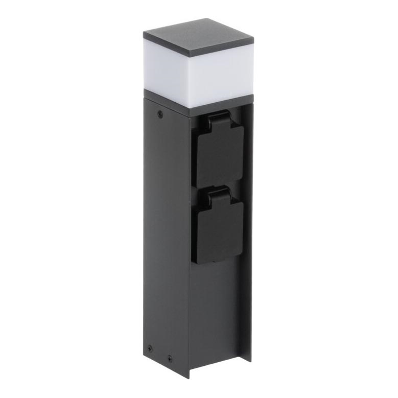 Udendørslampe med 2 stikkontakter DASTEN 1xG9/11W/230V 30 cm IP44 sort