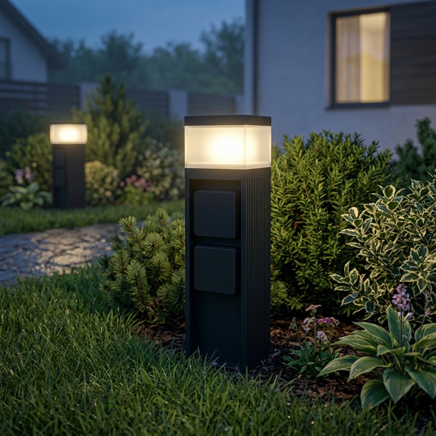 Udendørslampe med 2 stikkontakter VESPER 1xG9/5W/230V IP44 30 cm sort