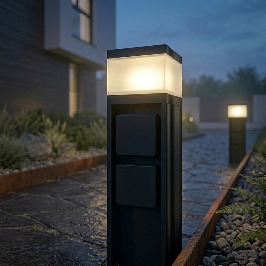 Udendørslampe med 2 stikkontakter VESPER 1xG9/5W/230V IP44 30 cm sort