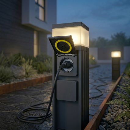 Udendørslampe med 2 stikkontakter VESPER 1xG9/5W/230V IP44 30 cm sort