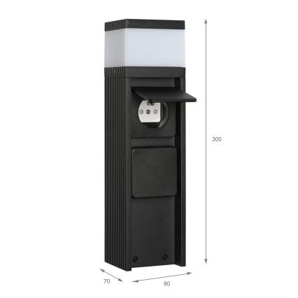 Udendørslampe med 2 stikkontakter VESPER 1xG9/5W/230V IP44 30 cm sort