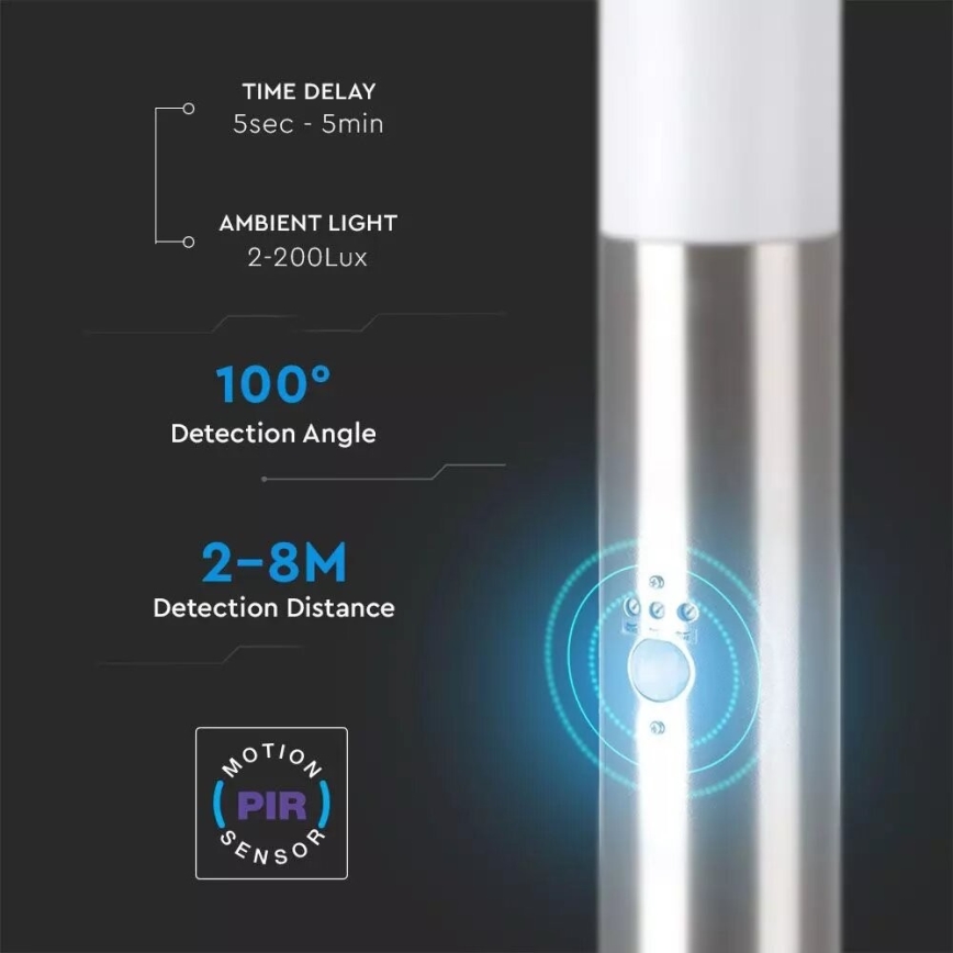 Udendørslampe med sensor 1xE27/60W/230V IP44 110 cm mat krom
