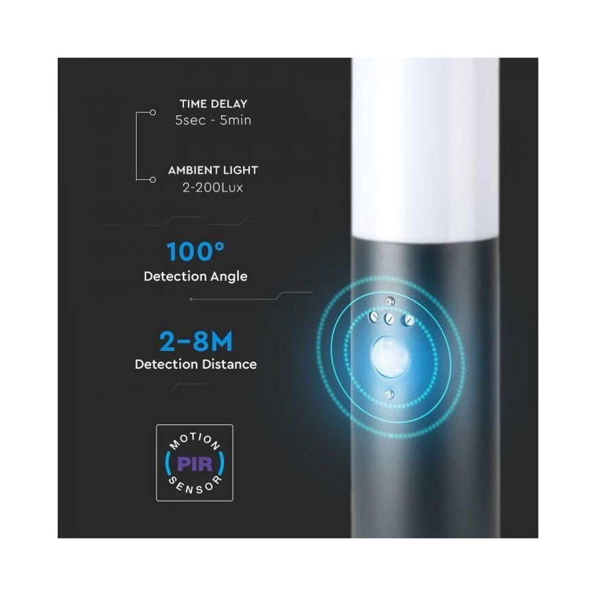 Udendørslampe med sensor 1xE27/60W/230V IP44 45 cm antracitgrå