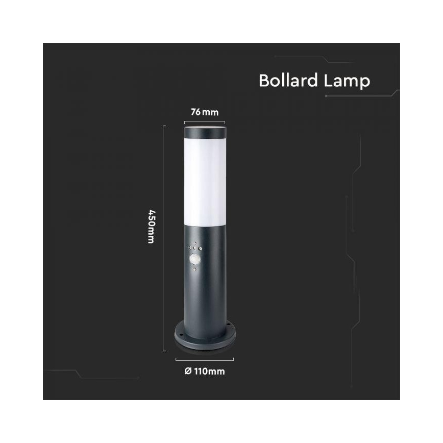 Udendørslampe med sensor 1xE27/60W/230V IP44 45 cm antracitgrå