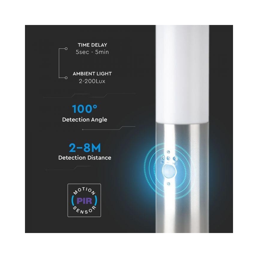 Udendørslampe med sensor 1xE27/60W/230V IP44 45 cm mat krom