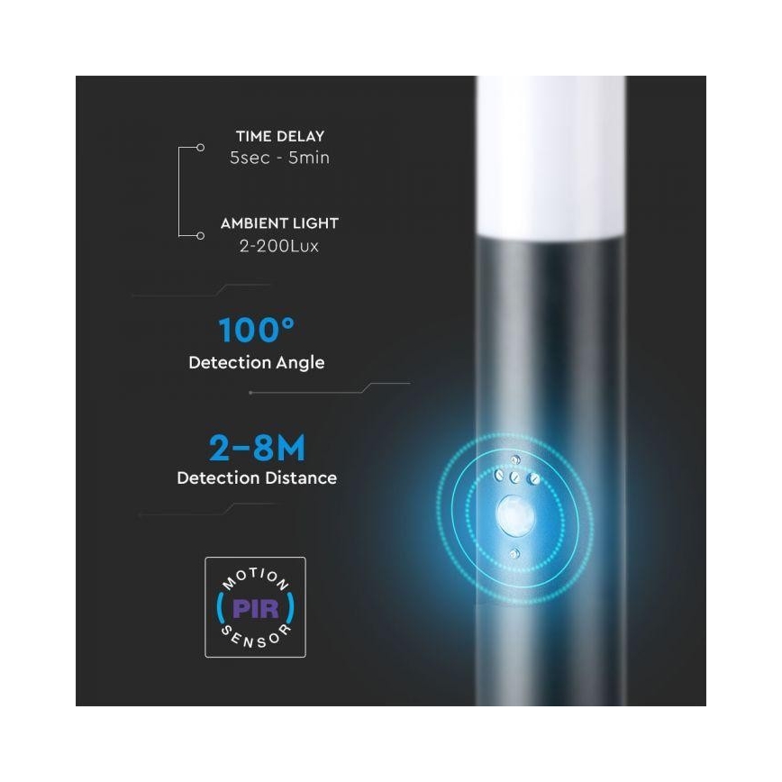 Udendørslampe med sensor 1xE27/60W/230V IP44 80 cm antracitgrå