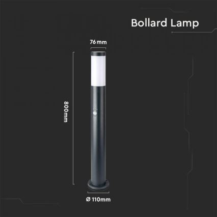 Udendørslampe med sensor 1xE27/60W/230V IP44 80 cm antracitgrå