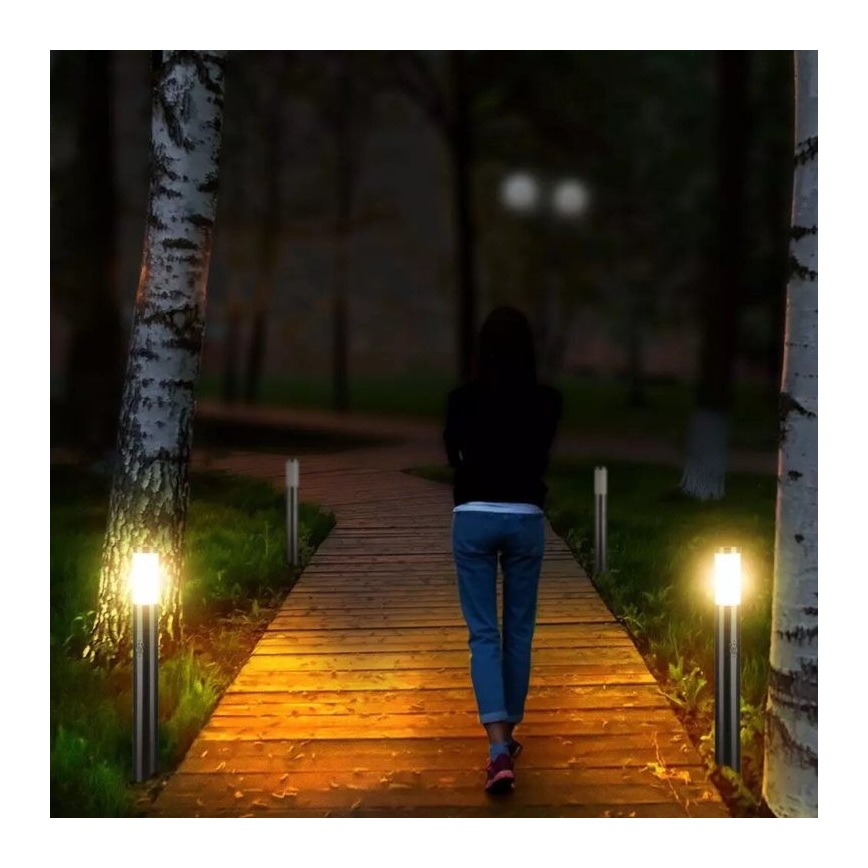 Udendørslampe med sensor 1xE27/60W/230V IP44 80 cm mat krom
