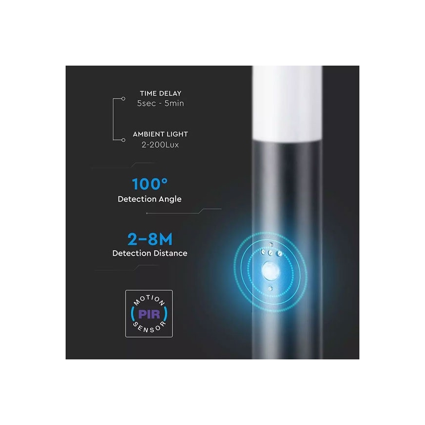 Udendørslampe med sensor 1xE27/60W/230V IP44 80 cm sort