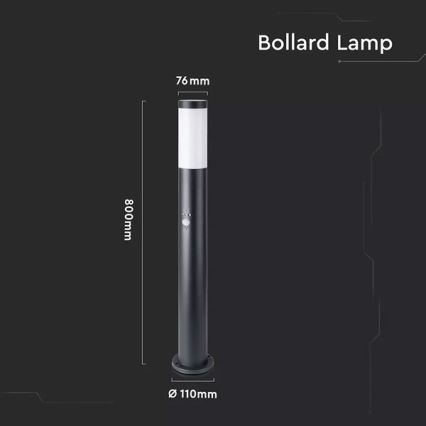 Udendørslampe med sensor 1xE27/60W/230V IP44 80 cm sort