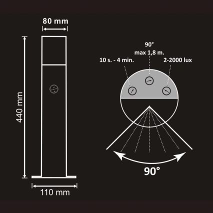 Udendørslampe med sensor DALLAS 1xE27/12W/230V IP44 antracit
