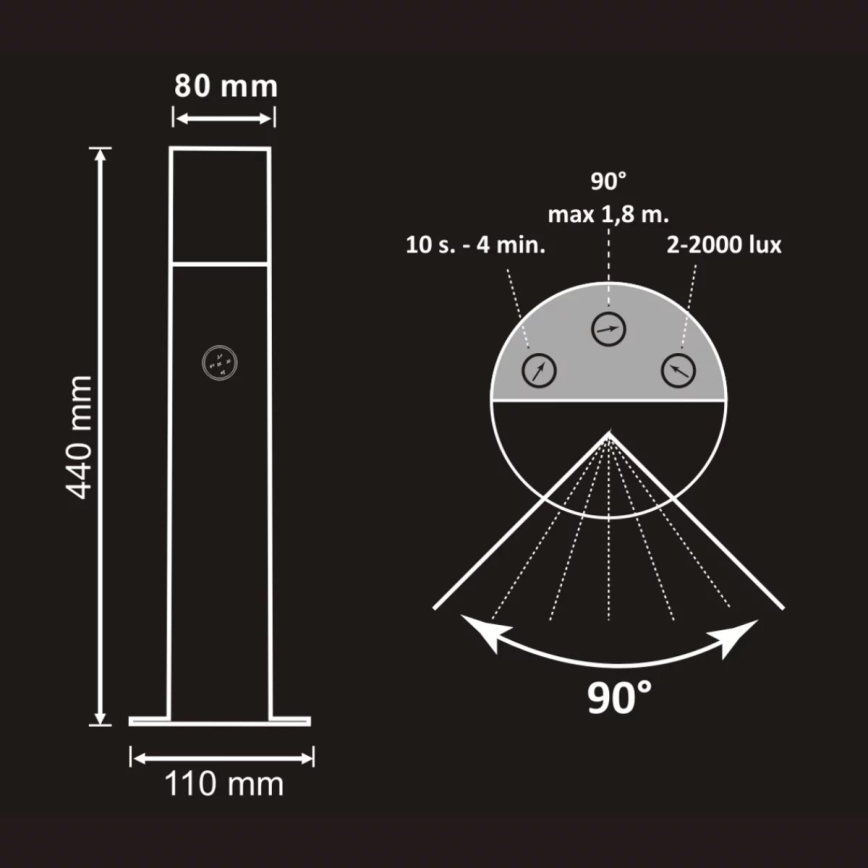 Udendørslampe med sensor DALLAS 1xE27/12W/230V IP44 antracit