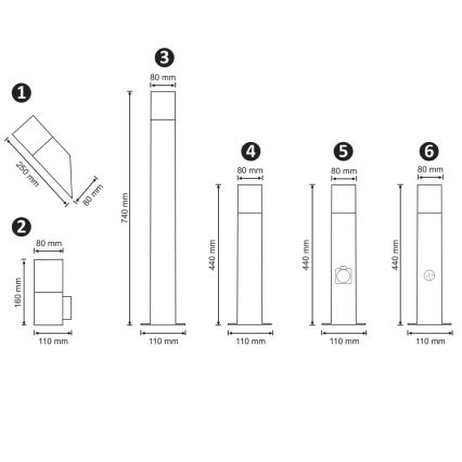 Udendørslampe med sensor NEW YORK 1xE27/12W/230V IP44 44 cm antracit