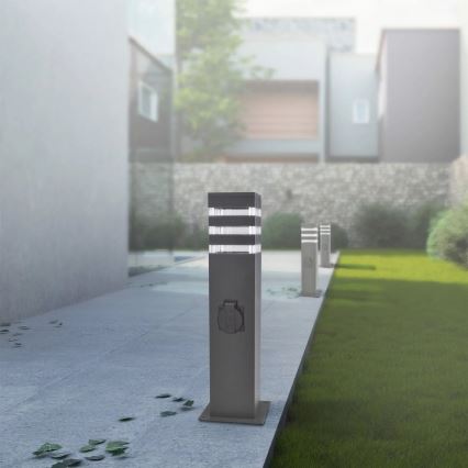 Udendørslampe med stikkontakt TEKSAS 1xE27/20W/230V 44 cm IP44 antracit