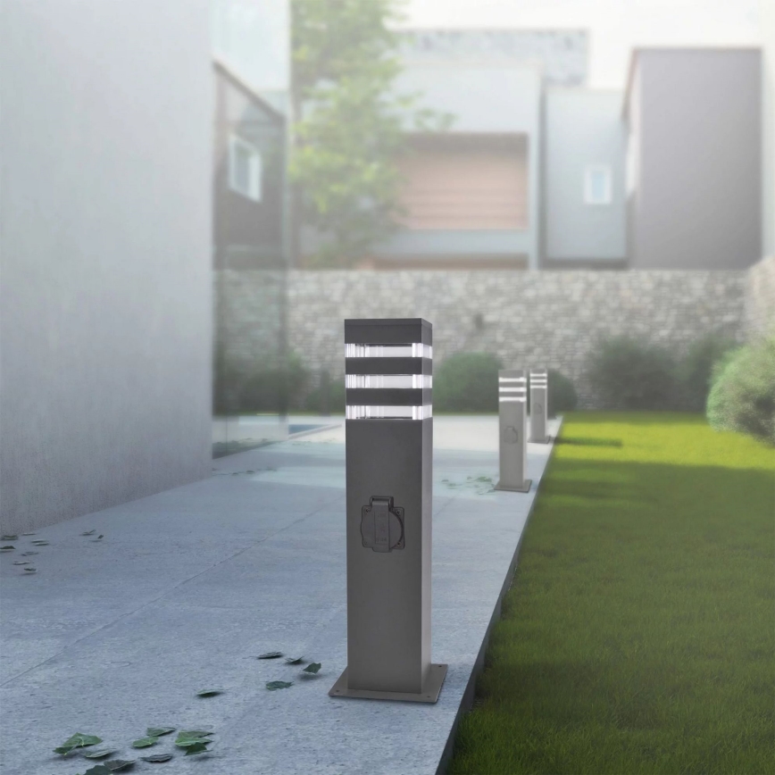 Udendørslampe med stikkontakt TEKSAS 1xE27/20W/230V 44 cm IP44 antracit