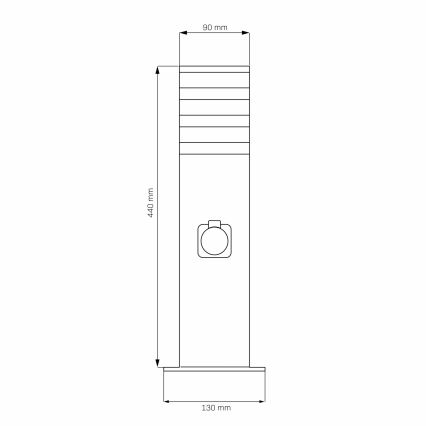 Udendørslampe med stikkontakt TEKSAS 1xE27/20W/230V 44 cm IP44 antracit