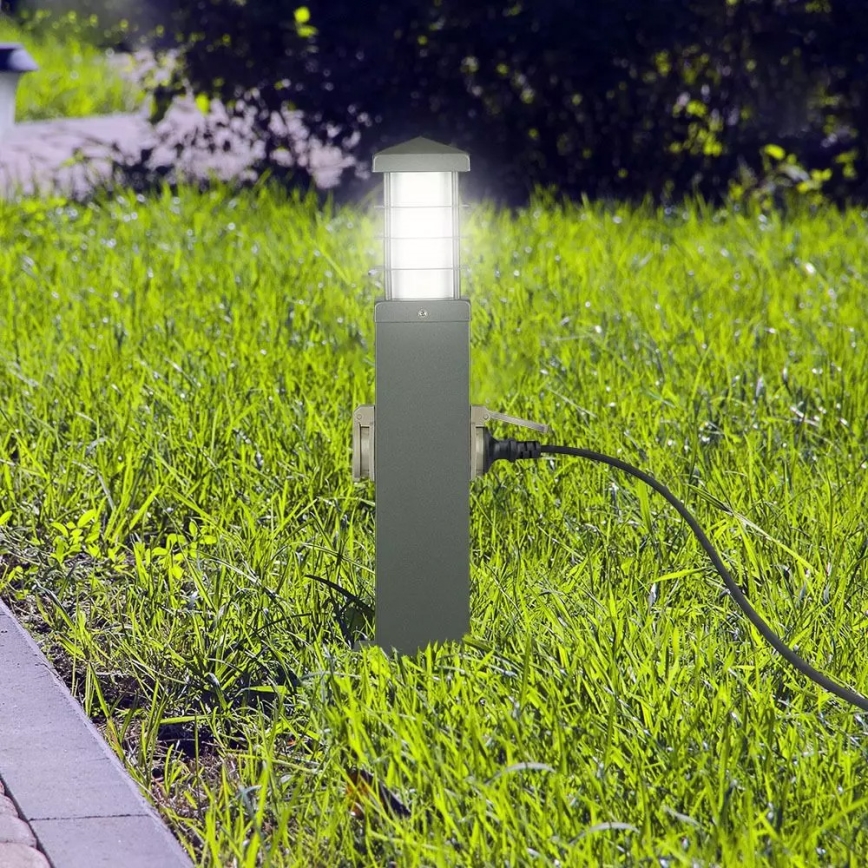 Udendørslampe med stikkontakter SCHUKO 1xE27/13W/230V IP44