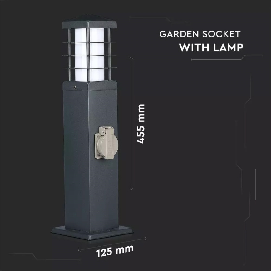 Udendørslampe med stikkontakter SCHUKO 1xE27/13W/230V IP44