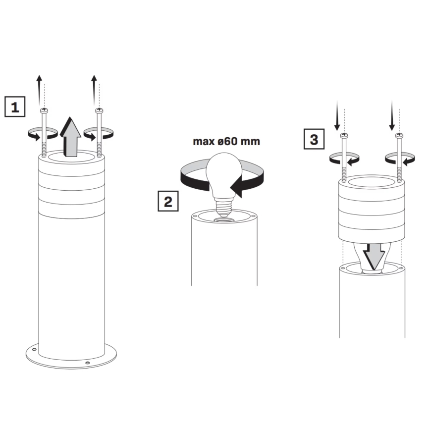 Udendørslampe RINO 1xE27/12W/230V IP54 44 cm sort