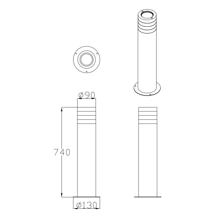 Udendørslampe RINO 1xE27/12W/230V IP54 74 cm sort