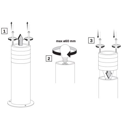 Udendørslampe RINO 1xE27/12W/230V IP54 74 cm sort