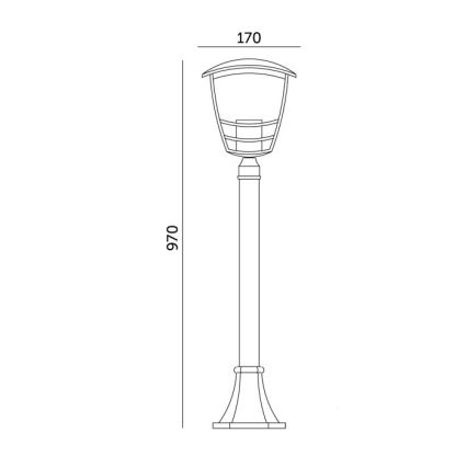 Udendørslampe TEVIO 1xE27/60W/230V IP54 97 cm sort