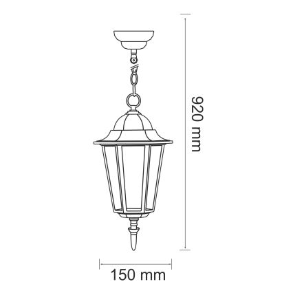 Udendørspendel 1xE27/20W/230V IP43 patina