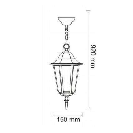 Udendørspendel 1xE27/20W/230V IP43 sort