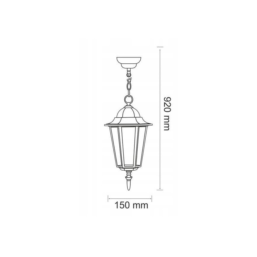 Udendørspendel 1xE27/20W/230V IP43 sort