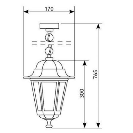 Udendørspendel i kæde 1xE27/60W/230V gylden IP44