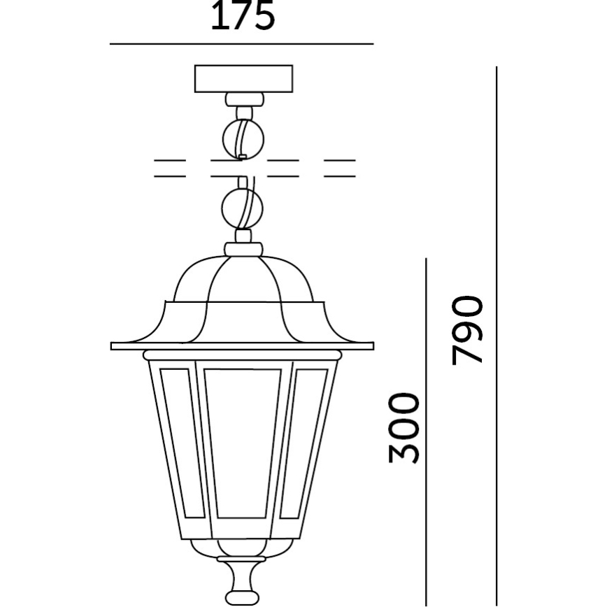 Udendørspendel i kæde 1xE27/60W/230V sort