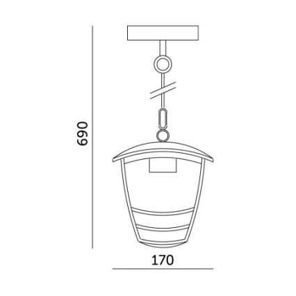 Udendørspendel med kædeophæng TEVIO 1xE27/60W/230V IP54 sort