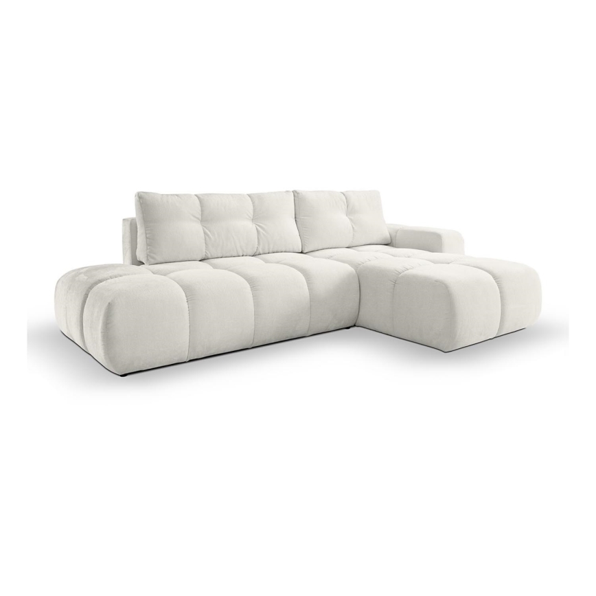 Udfoldelig hjørnesofa med opbevaringsplads i L-form ALMADA højre beige