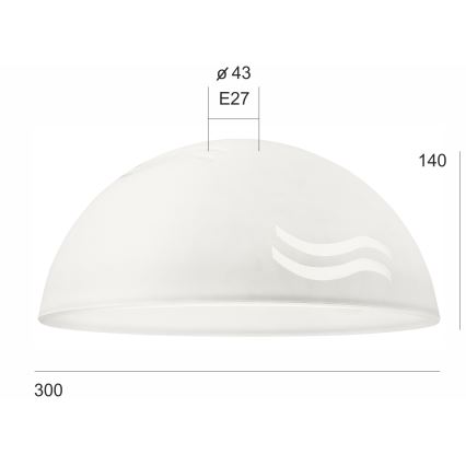 Udskiftningsglas SFERA E27 140x300 mm hvid