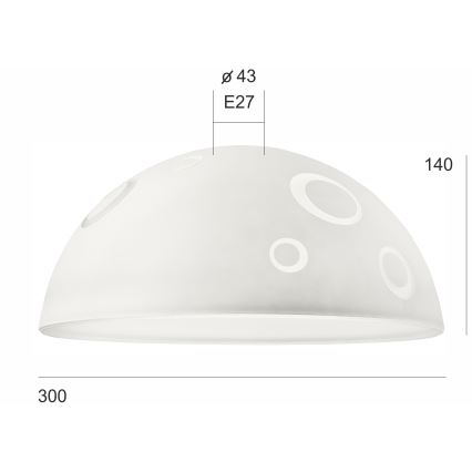 Udskiftningsglas til lysekrone SFERA E27 140x300 mm hvid