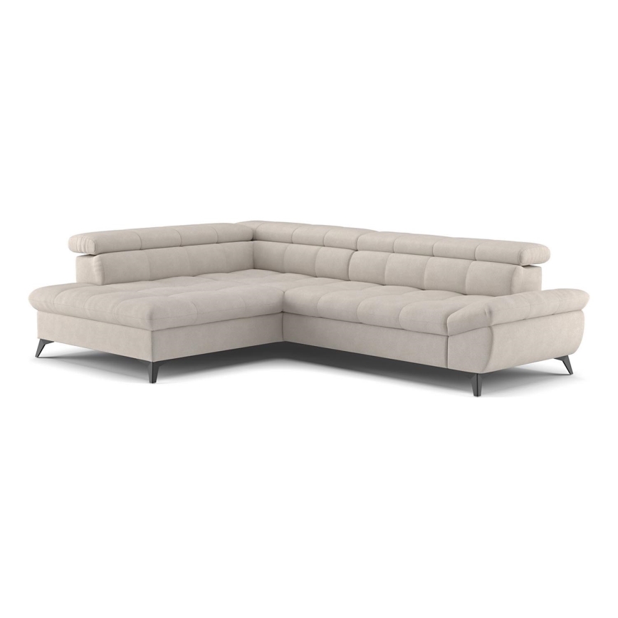 Udsnappelig hjørnesofa i L-form MARANO venstrevendt beige