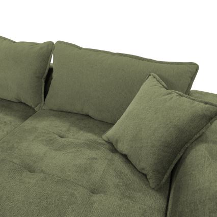 Udtrækbar hjørnesofa i L-form med integreret opbevaringsplads LAGOA, højrevendt, grøn