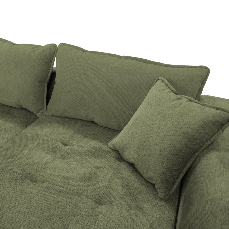 Udtrækbar hjørnesofa i L-form med integreret opbevaringsplads LAGOA, højrevendt, grøn