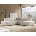 Udtrækbar hjørnesofa i L-form med opbevaringsplads, højrevendt, TERAMO, beige