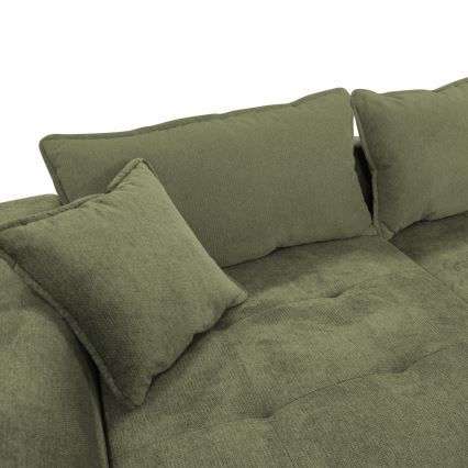 Udtrækbar hjørnesofa med opbevaring i L-form LAGOA venstrevendt grøn