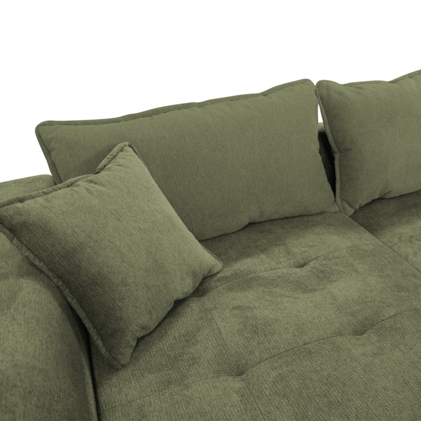 Udtrækbar hjørnesofa med opbevaring i L-form LAGOA venstrevendt grøn