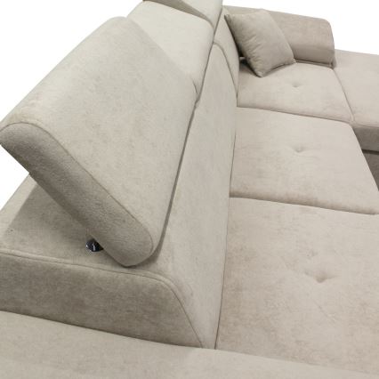 Udtrækbar højrevendt L-formet hjørnesofa med opbevaringsrum CASTELO, grå